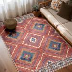Washable 5x7 Non-Slip Area Rug - Red/Orange