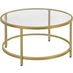Yaheetech Gold Glass Coffee Table for Living Room, 36" Round Glass Coffee Table with Metal Frame, Circle Coffee Table for Home, Office, Apartment