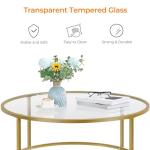 Yaheetech Gold Glass Coffee Table for Living Room, 36" Round Glass Coffee Table with Metal Frame, Circle Coffee Table for Home, Office, Apartment