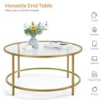 Yaheetech Gold Glass Coffee Table for Living Room, 36" Round Glass Coffee Table with Metal Frame, Circle Coffee Table for Home, Office, Apartment