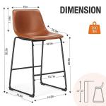 Brown Modern Bar Stools with Backrest - Set of 4