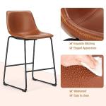 Brown Modern Bar Stools with Backrest - Set of 4