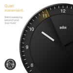 Braun Classic Silent Sweep Wall Clock - Black 30cm