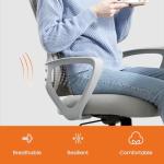 Office Computer Desk Managerial Executive Chair, Ergonomic Mid-Back Mesh Swivel Rolling Work with Wheels, Comfortable Lumbar Support, Comfy Arms for Home, Bedroom, Study, Student, Black