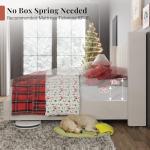 Jocisland King Size Bed Frame Upholstered Platform Bed with Tall Headboard Wingback, Velvet Vertical Channel Tufted, No Box Spring Needed, Easy Assembly, Cream