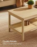 VASAGLE 2-Tier Coffee Table for Living Room, Living Room Table Rectangular Center Table, with PVC Rattan Storage Shelf, Rounded Corners, Easy Assembly, Boho Style, Oak Beige ULCT240Y57