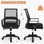 NEO CHAIR Office Chair Gaming Desk Computer Chair Ergonomic Mid Back Mesh Cushion with Wheels Lumbar Support Comfy Swivel Adjustable Rolling Home (Black)