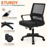 NEO CHAIR Office Chair Gaming Desk Computer Chair Ergonomic Mid Back Mesh Cushion with Wheels Lumbar Support Comfy Swivel Adjustable Rolling Home (Black)
