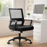 NEO CHAIR Office Chair Gaming Desk Computer Chair Ergonomic Mid Back Mesh Cushion with Wheels Lumbar Support Comfy Swivel Adjustable Rolling Home (Black)