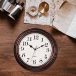 Vintage 12-Inch Silent Wall Clock in Bronze