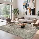 Vintage Tribal Beige Washable Area Rug