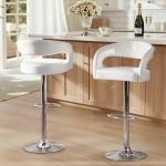 Adjustable Swivel Bar Stools Set of 2 - White