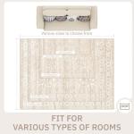 Beige Floral 8x10 Washable Area Rug