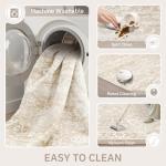 Beige Floral 8x10 Washable Area Rug