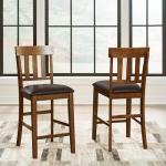 Brown Faux Leather Counter Height Barstools, 2-Pack