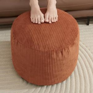 WSOFRLAC Pouf Ottoman Foot Stools Ottoman with Foam Small Corduroy Ottomans for Living Room Ottomans Pouf 20x15 Floor Poufs Foot Rest for Office Chair Orange Foot Stool Small