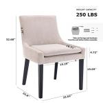 COLAMY Modern Dining Chairs Set of 4, Upholstered Corduroy Accent Side Leisure Chairs with Mid Back and Wood Legs for Living Room/Dining Room-Beige