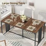 YATINEY Dining Table for 6-8, 63" Large Kitchen Table, Industrial Dining Room Table, Wooden Rectangular Table with Adjustable Feet, for Dinner, Kitchen, Walnut and Black CZ03BH