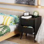 Aenuert Black Nightstand Modern Bedside Table with 2 Storage Drawer, Small Night Stand, Wooden Sofa Side Table for Bedroom, Study Room and Small Spaces