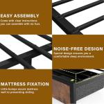 Fastroby Farmhouse King Bed Frame with Bookcase Headboard and Storage Drawers, LED Lights and Charging Station, No Box Spring Needed, Noise Free, Rustic Brown