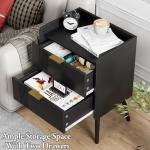 Aenuert Black Nightstand Modern Bedside Table with 2 Storage Drawer, Small Night Stand, Wooden Sofa Side Table for Bedroom, Study Room and Small Spaces