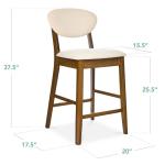 Best Choice Products Set of 2 Counter-Height Bar Stools, Mid-Century Modern, Armless Wood Stools W/Upholstered Seat Cushion & Backrest for Kitchen Island or Dining Room Bar - Walnut/Cream