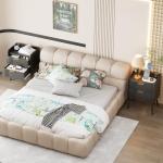 Aenuert Black Nightstand Modern Bedside Table with 2 Storage Drawer, Small Night Stand, Wooden Sofa Side Table for Bedroom, Study Room and Small Spaces