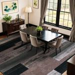 LIANLAM 9x12 Washable Area Rugs for Living Room and Bedroom, Vintage Checkered Pattern Non-Slip Carpet, Stain Resistant Low Pile Soft Rug for Dining Room,Office,Nursery,Kids Room(9x12,Chocolate)