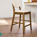 Best Choice Products Set of 2 Counter-Height Bar Stools, Mid-Century Modern, Armless Wood Stools W/Upholstered Seat Cushion & Backrest for Kitchen Island or Dining Room Bar - Walnut/Cream