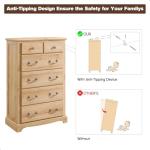 T4TREAM 6 Drawers Dresser Chests for Bedroom, 48" Tall Rustic Chset of Drawers, Wood Dressers Organizer for Bedroom, Living Room,Hallway, Natural Oak