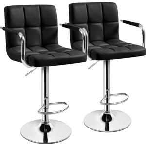 Set of 2 Black Adjustable Bar Stools
