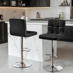 Yaheetech Bar Stools Set of 2, Adjustable PU Leather Swivel Barstools, Modern Counter Stools with Back and Footrest, Counter Height Barstools for Bar, Kitchen, Dining Room, Black