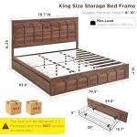 ACCOHOHO King Size Bed Frame Modern with 52" Tall Arched Recessed Headboard and 4 Drawers, Solid Wood Slats Support, Wood Platform, Noise Free, No Box Spring Needed, (Brown)