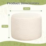 AMCATON Round Corduroy Ottoman Foot Rest Pouf for Living Room Couch - Soft Plush Shredded Foam Filled Hassock Stool, Comfy Footstool