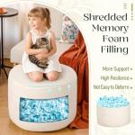 AMCATON Round Corduroy Ottoman Foot Rest Pouf for Living Room Couch - Soft Plush Shredded Foam Filled Hassock Stool, Comfy Footstool