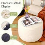 AMCATON Round Corduroy Ottoman Foot Rest Pouf for Living Room Couch - Soft Plush Shredded Foam Filled Hassock Stool, Comfy Footstool