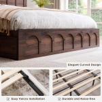 ACCOHOHO King Size Bed Frame Modern with 52" Tall Arched Recessed Headboard and 4 Drawers, Solid Wood Slats Support, Wood Platform, Noise Free, No Box Spring Needed, (Brown)