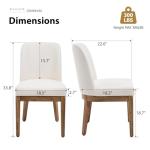 Relbiety Upholstered Dining Chairs Set of 2, Modern Linen Kitchen Side Chairs with Curved Back, Solid Wood Legs for Dining Room, Kitchen, Living Room, Cream