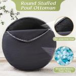 AMCATON Round Corduroy Ottoman Foot Rest Pouf for Living Room Couch - Soft Plush Shredded Foam Filled Hassock Stool, Comfy Footstool