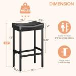 Vellorise 24 Inch Counter Height Bar Stools Set of 2, Compact Counter Stools for Small Spaces, Premium Faux Leather Barstools with Right-Sized Saddle Seat & Metal Legs, 15-Minute Easy Assembly, Black