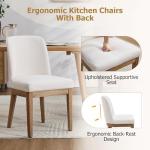 Relbiety Upholstered Dining Chairs Set of 2, Modern Linen Kitchen Side Chairs with Curved Back, Solid Wood Legs for Dining Room, Kitchen, Living Room, Cream