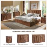 ACCOHOHO King Size Bed Frame Modern with 52" Tall Arched Recessed Headboard and 4 Drawers, Solid Wood Slats Support, Wood Platform, Noise Free, No Box Spring Needed, (Brown)