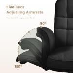 LEMBERI Big and Tall Office Chair, Flip Armrests for Cross Legged Sitting, Fabric Wide Vanity Chair, Height Adjustable Computer Chair, High Back Swivel Desk Chair (Black)