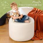 AMCATON Round Corduroy Ottoman Foot Rest Pouf for Living Room Couch - Soft Plush Shredded Foam Filled Hassock Stool, Comfy Footstool