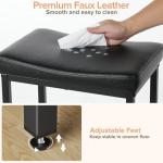 Vellorise 24 Inch Counter Height Bar Stools Set of 2, Compact Counter Stools for Small Spaces, Premium Faux Leather Barstools with Right-Sized Saddle Seat & Metal Legs, 15-Minute Easy Assembly, Black