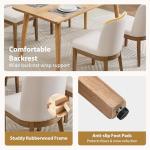 Relbiety Upholstered Dining Chairs Set of 2, Modern Linen Kitchen Side Chairs with Curved Back, Solid Wood Legs for Dining Room, Kitchen, Living Room, Cream