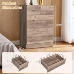 Karl home Grey 5 Drawer Dresser for Bedroom, Modern Wood Dresser Chest of Drawers, Bedroom Modern Nightstand, Anti-Tipping Device, Rose Gold Metal Handle, Living Room, Hallway, Office