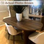 GarveeHome Oval Dining Table for 6-8 People, Long Large Kitchen Table with Thick Sturdy Wooden Base, Farmhouse Dining Room Table for for Kitchen, Living Room, Office (70.87" Long,Brown)