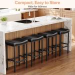 Vellorise 24 Inch Counter Height Bar Stools Set of 2, Compact Counter Stools for Small Spaces, Premium Faux Leather Barstools with Right-Sized Saddle Seat & Metal Legs, 15-Minute Easy Assembly, Black