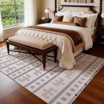 YIHOUSE 5x7 Area Rug for Living Room Geometric Boho Rug Moroccan Washable Area Rug Non Slip Indoor Modern Abstract Rugs for Bedroom Dining Room Kitchen,Cream Beige